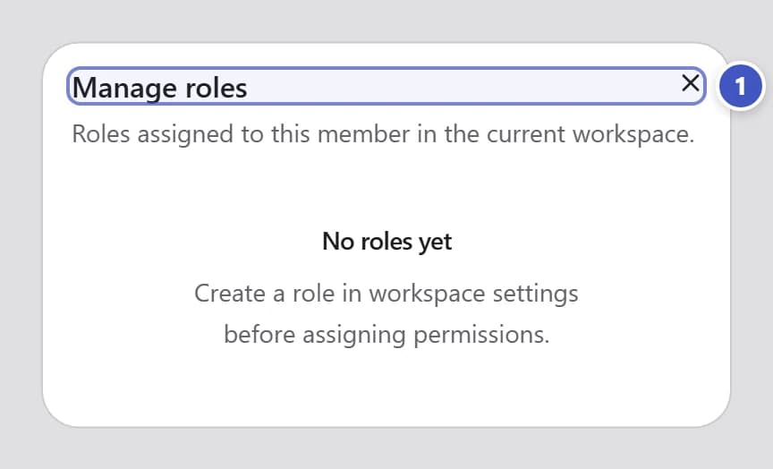 Manage roles dialog with the role switches marked 1